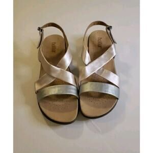 HOTTER Size 10 Comfort Sandal England Shimmer Slingback Leather Silver Pink